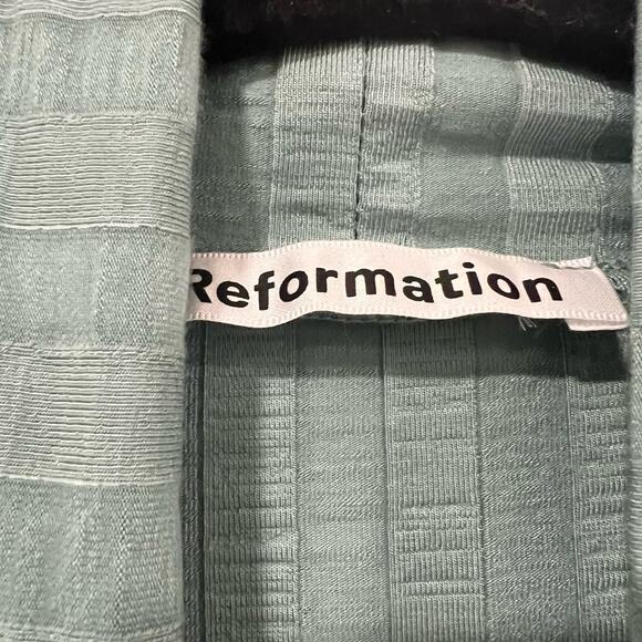 Reformation Women's Short Sleeve High Neck Mini Dress Sage Green Size Small - Picture 4 of 10